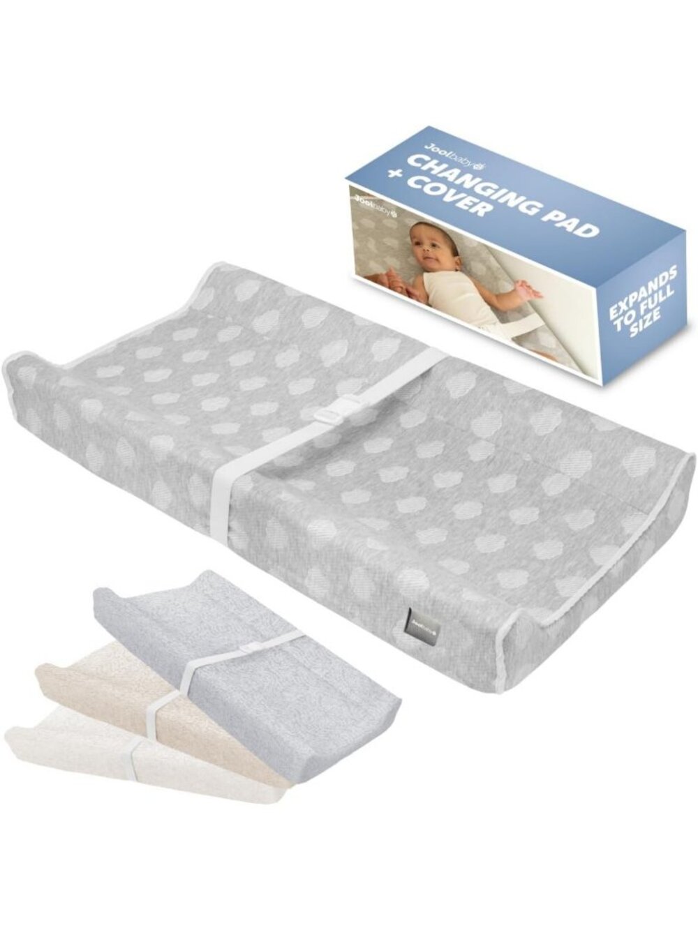 Soft Baby Changing Pad with Washable Cover - Gray Cloud Pattern, Nursery